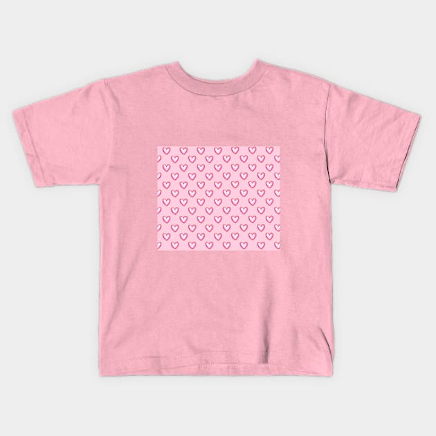 Pink Glitter Hearts Pattern Kids T-Shirt by xraeyexdesigns